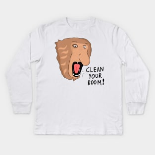 Clean Your Room -  Funny Cartoon Illustration of Proboscis Monkey Kids Long Sleeve T-Shirt